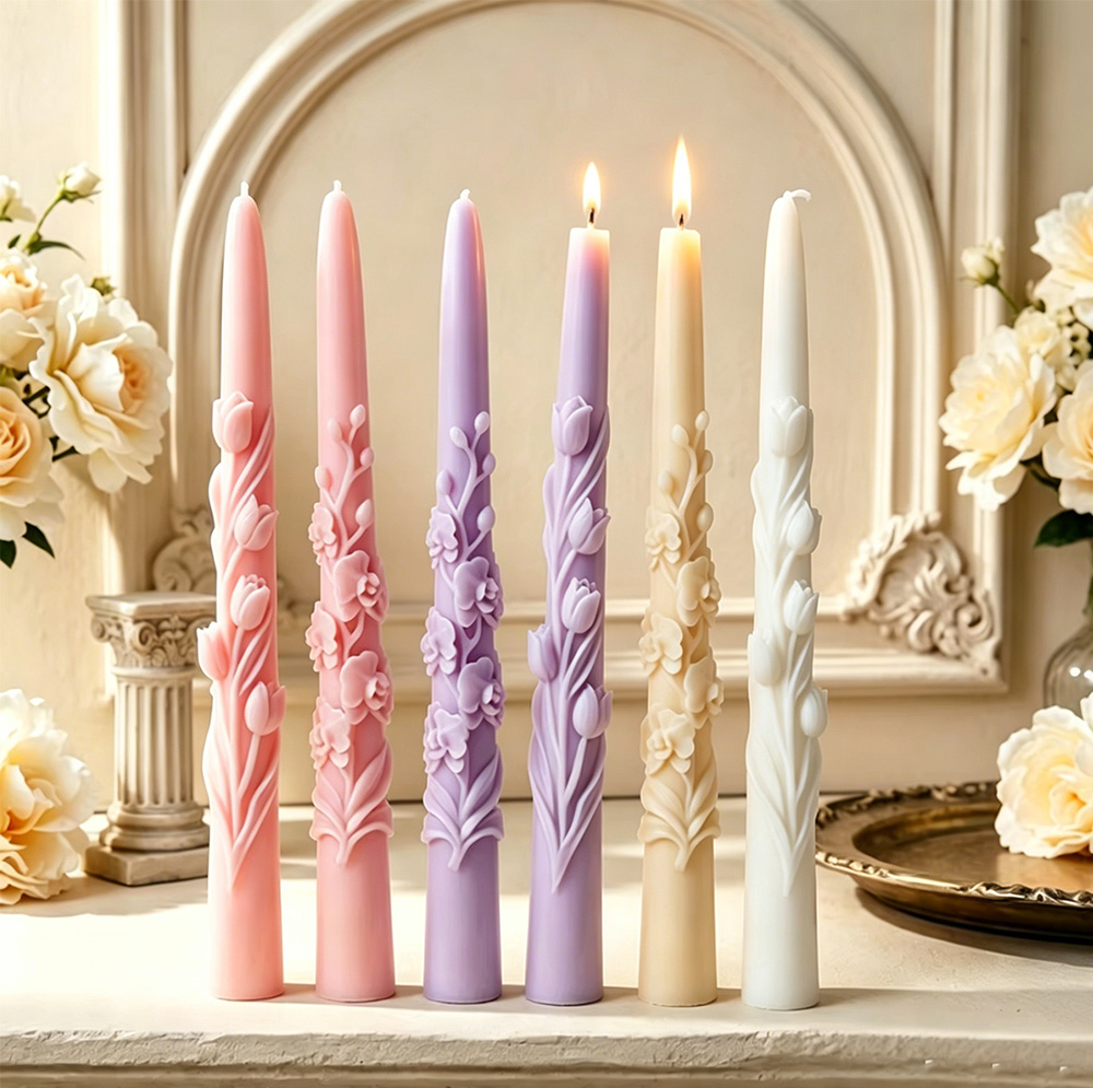 Long Pole Flower Taper Candle  - Orchid Phalaenopsis 评论和价格
